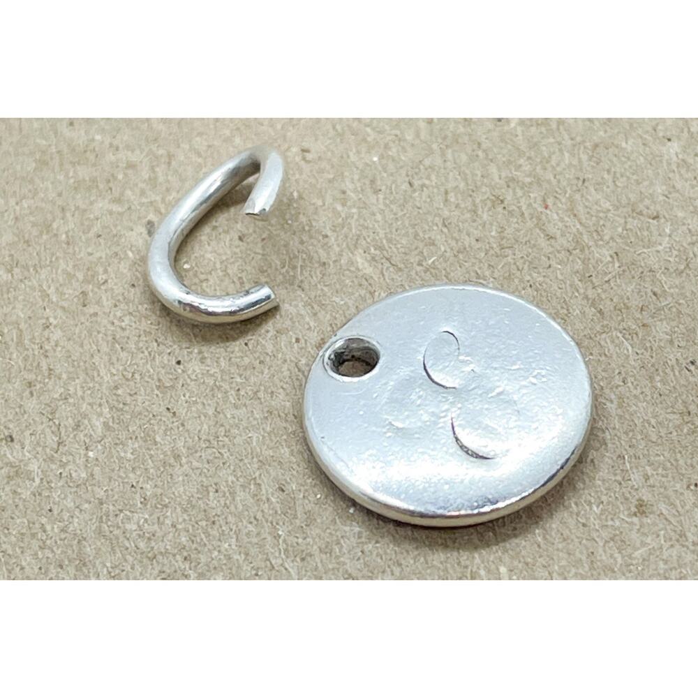 Tiffany & Co. Script Initial Letter E Disc Charm Sterling Silver Small FADED